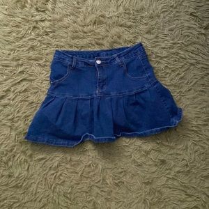 denim pleated jean skirt